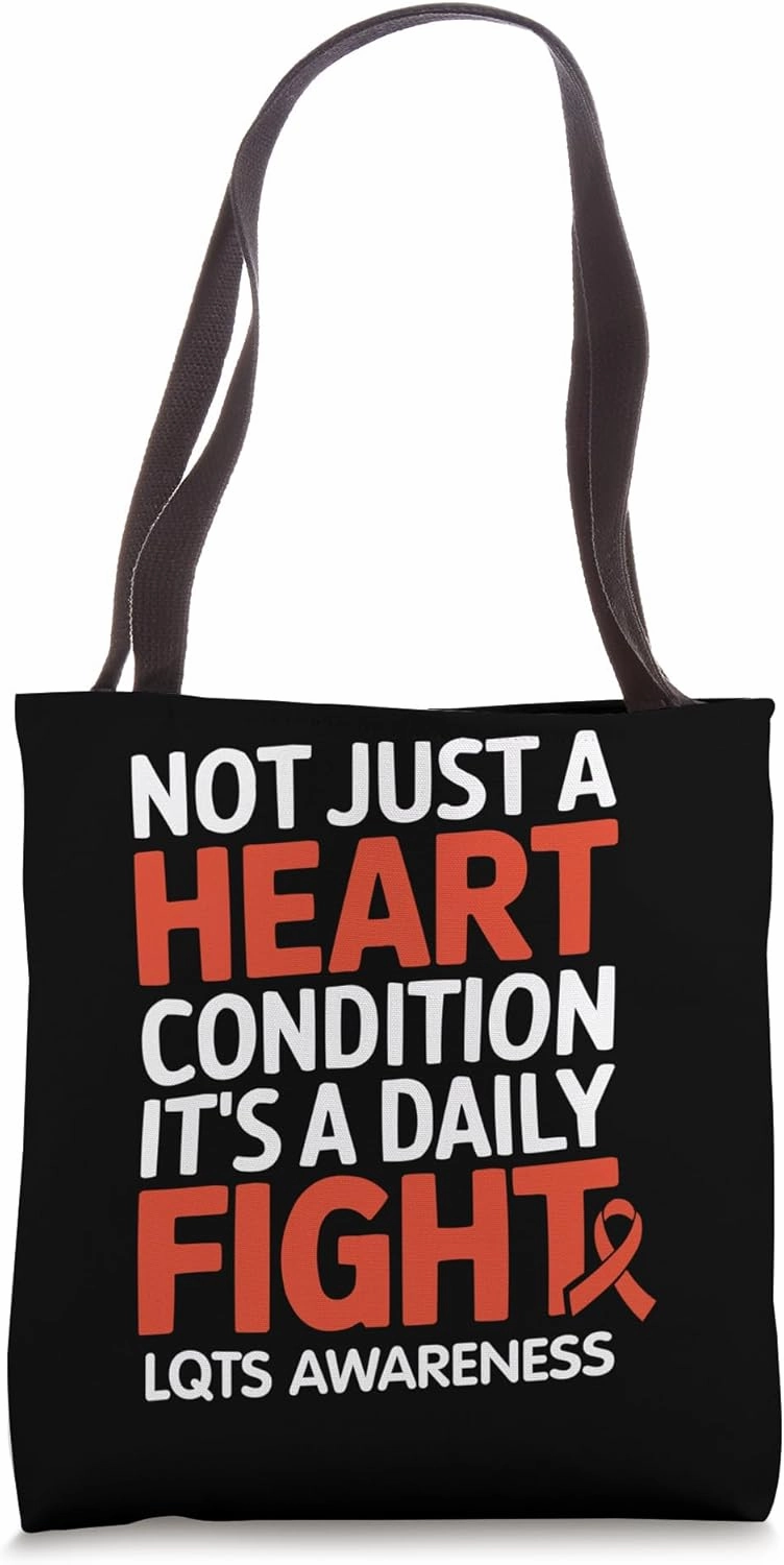 Long QT Syndrome Awareness Heart Disorder Red Ribbon Tote Bag