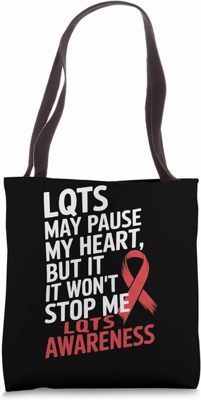 Long QT Syndrome Awareness Heart Disorder Red Ribbon Tote Bag