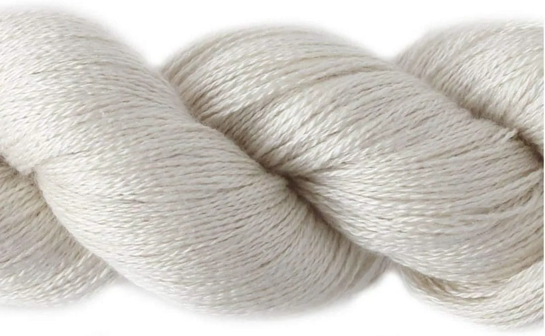 Lotus Yarns Silky Cashmere Fingering Weight Knitting Yarn Skein Shiny Soft and Breathable Crochet Yarn, Great for Shawl, Scarves, Top and Craft Projects (01-White)