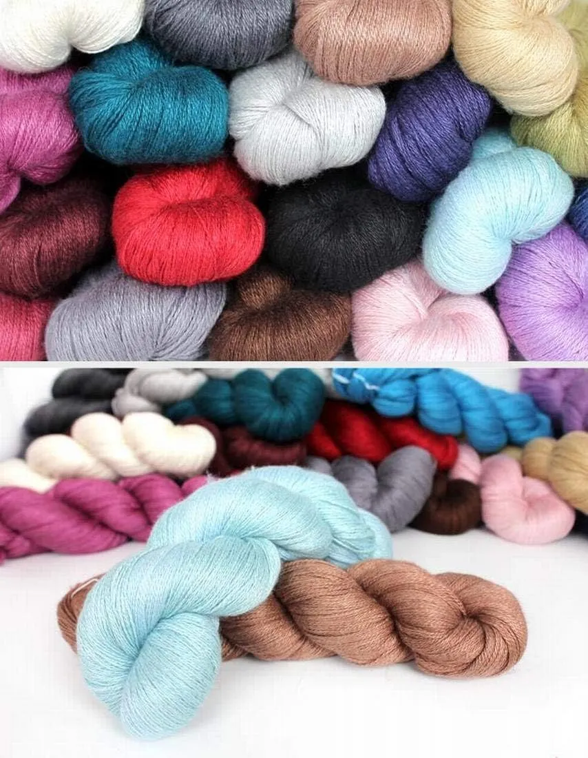 Lotus Yarns Silky Cashmere Fingering Weight Knitting Yarn Skein Shiny Soft and Breathable Crochet Yarn, Great for Shawl, Scarves, Top and Craft Projects (01-White)