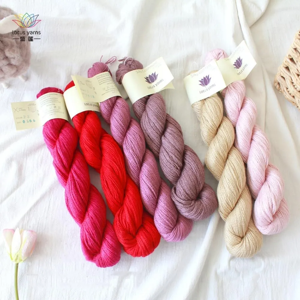 Lotus Yarns Silky Cashmere Fingering Weight Knitting Yarn Skein Shiny Soft and Breathable Crochet Yarn, Great for Shawl, Scarves, Top and Craft Projects (04-Light Pink)