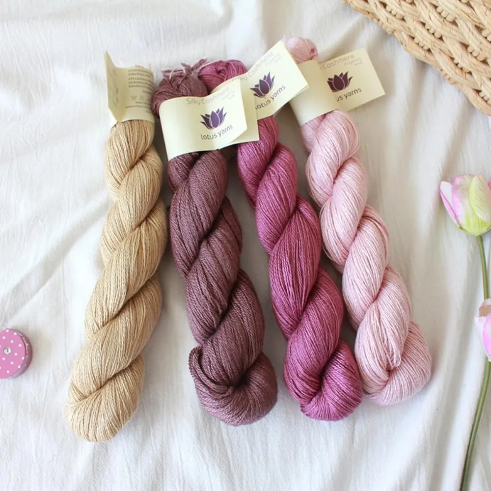 Lotus Yarns Silky Cashmere Fingering Weight Knitting Yarn Skein Shiny Soft and Breathable Crochet Yarn, Great for Shawl, Scarves, Top and Craft Projects (04-Light Pink)