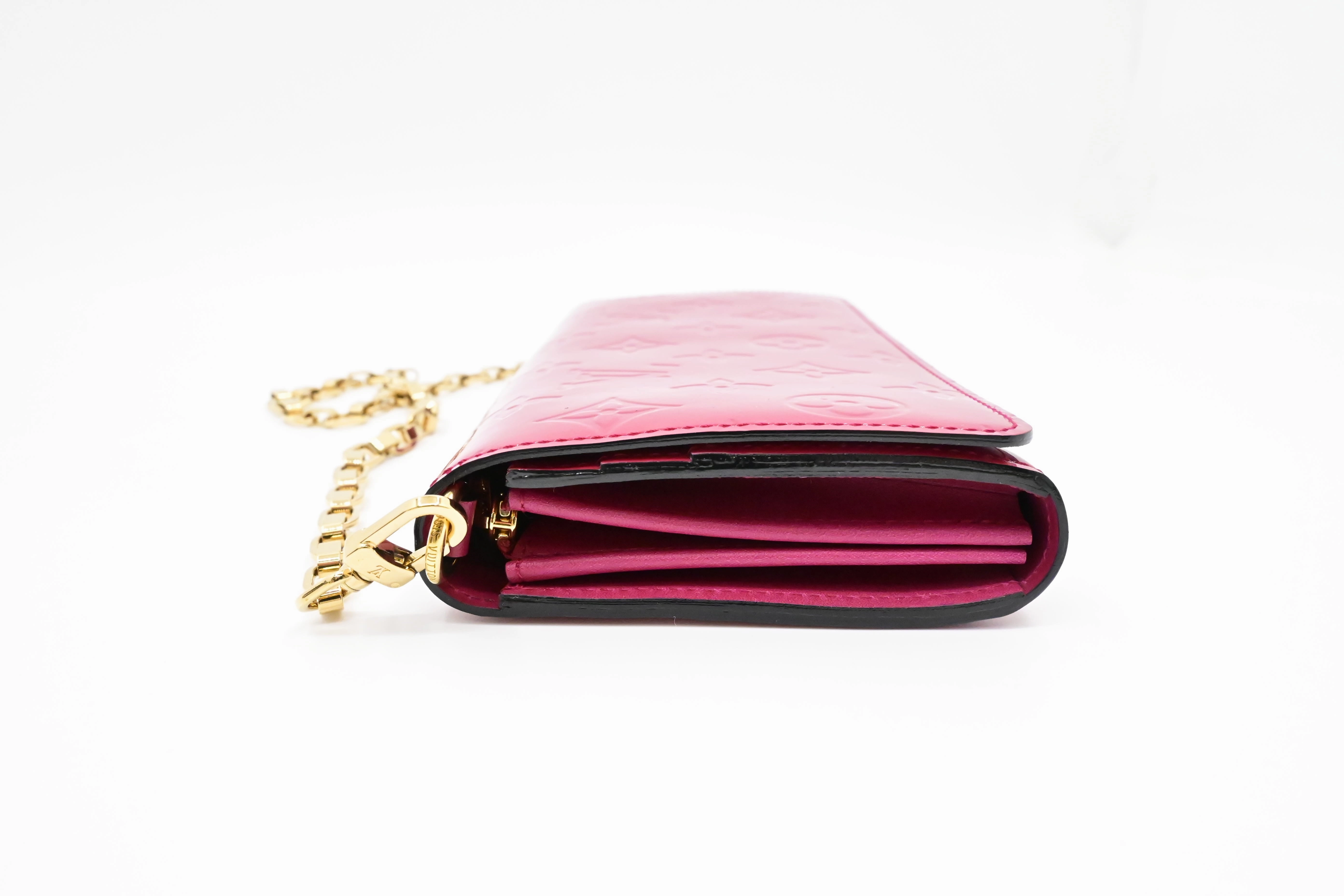 Louis Vuitton Wallet on Chain in Rose Pop Vernis Leather