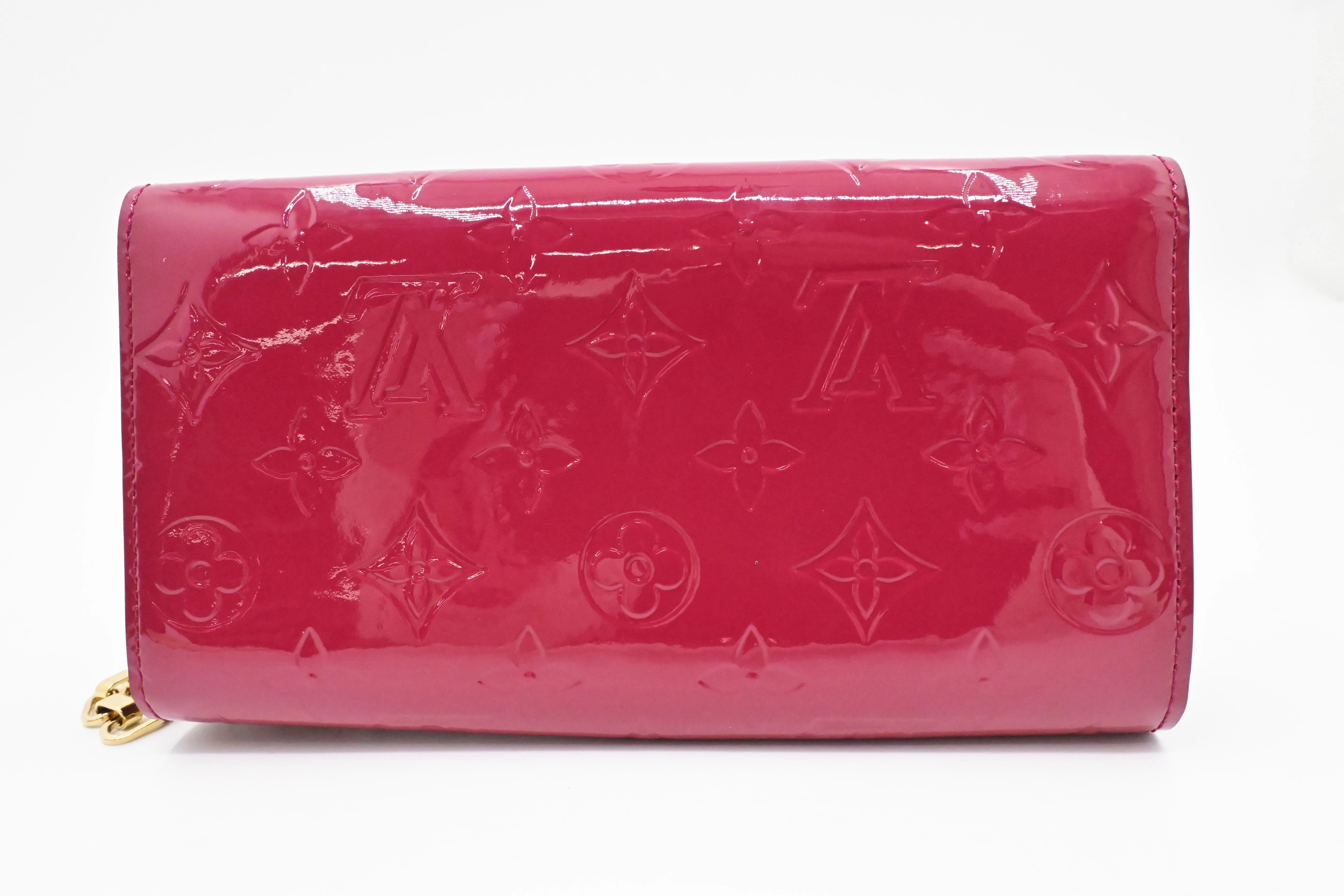 Louis Vuitton Wallet on Chain in Rose Pop Vernis Leather