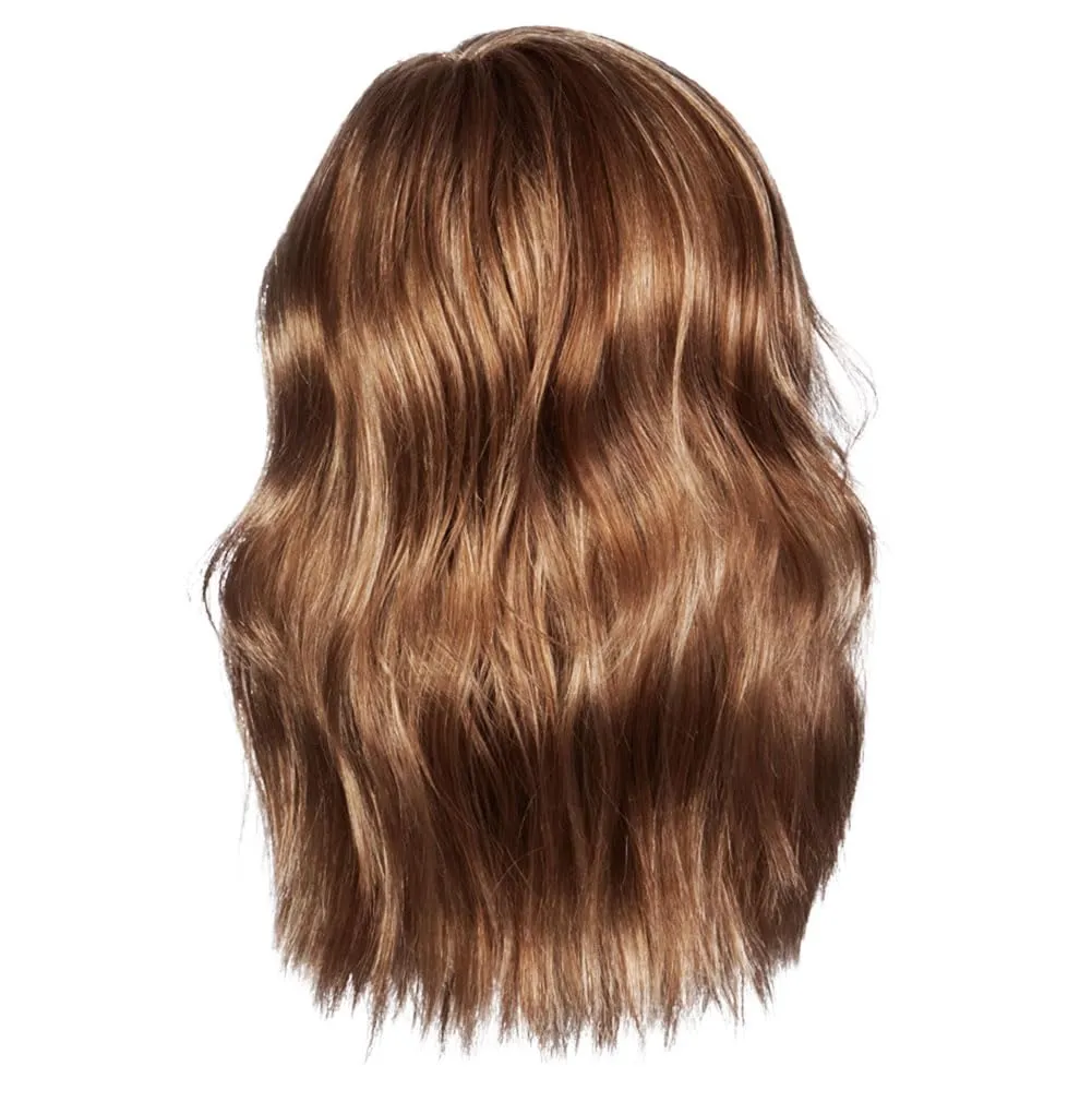 Love Wave Layered Shoulder-Length Wig With Soft Barrel Curled Waves by Hairuwear, Average Cap, GL11-25 Honey Pecan