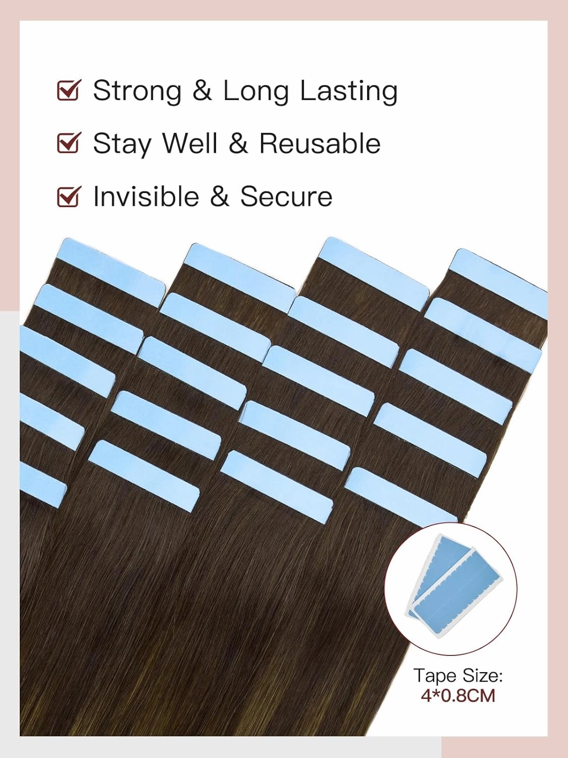 Loveline Tape in Hair Extensions Human Hair, Balayage Dark Brown to Chestnut Brown, 14 Inch 20pcs 40g, Skin Weft Seamless Invisible, Soft and Thick Luxury Remy Human Hair Extensions