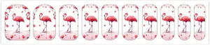 Lovely Pink Flamingos Nail Stickers Long Lasting, 5 Sheets Self Adhesive Nail Art Stickers with Cute Designs, DIY Nails Strips for Women Decoration