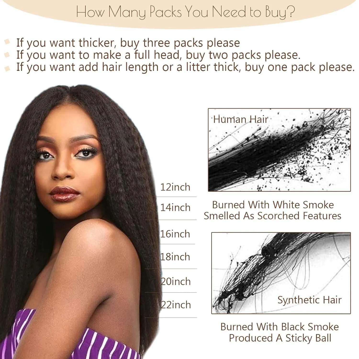 Loxxy Clip in Hair Extensions Human Hair Kinky Coarse For Afro Black Women Natural Black Double Weft Full Head Soft Real Hair 7 Pieces 120Gram #1B Kinky Straight