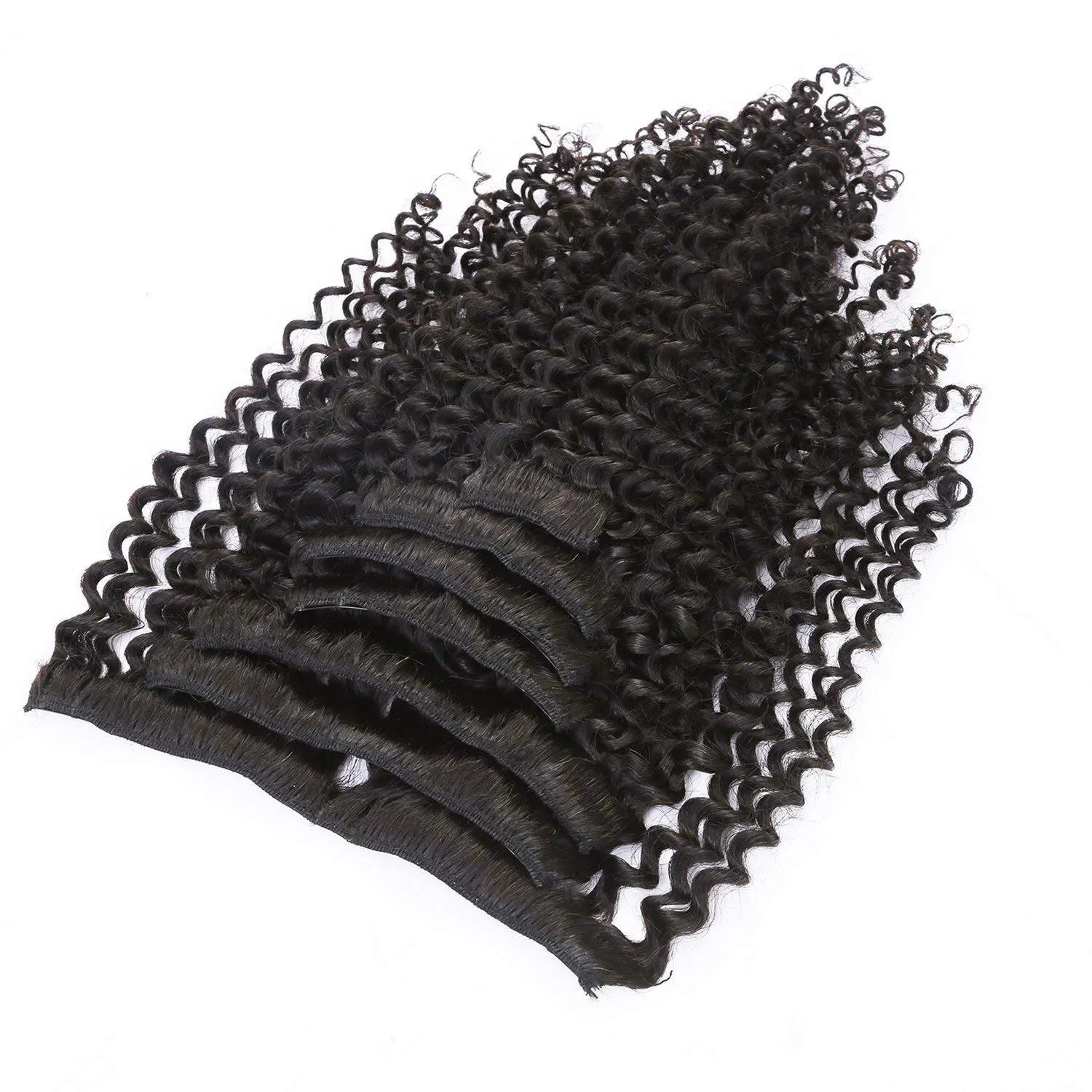 Loxxy Kinky Curly Clip in Hair Extensions #1B Black Women Real Human Hair,Double Weft 3B 3C Curly Hair Clip in Extensions 100% Remy Human Hair, Afro Kinky Hair Clip Ins Natural Black 12Inch 120gram
