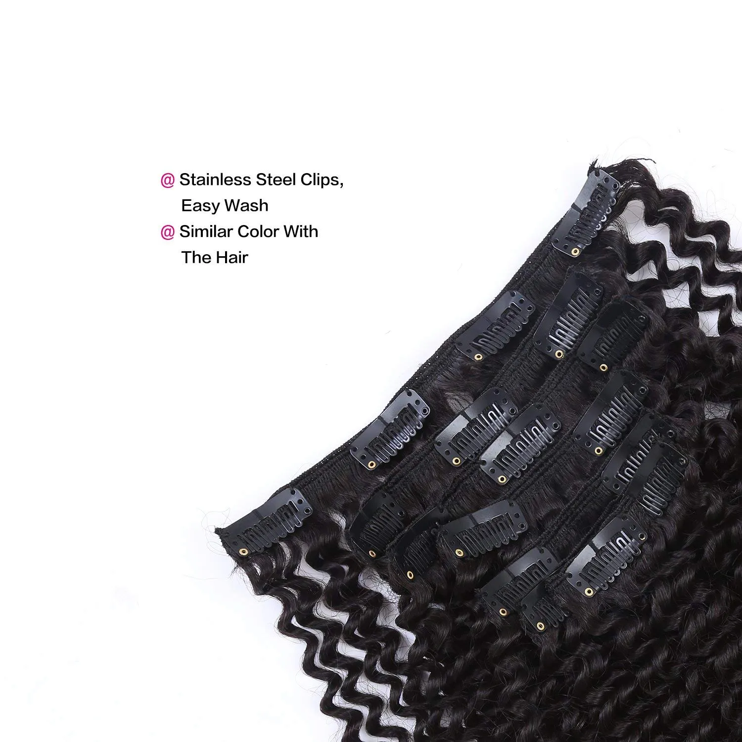 Loxxy Kinky Curly Clip in Hair Extensions #1B Black Women Real Human Hair,Double Weft 3B 3C Curly Hair Clip in Extensions 100% Remy Human Hair, Afro Kinky Hair Clip Ins Natural Black 12Inch 120gram