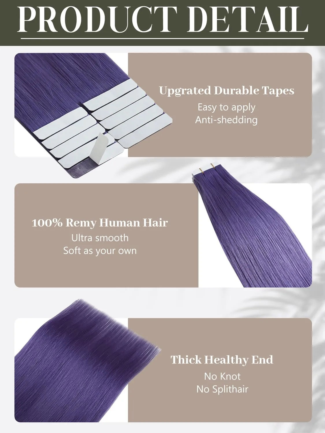 Loxxy Purple Human Hair Tape in Extensions 14 Inch Invisible Tape in Hair Extensions Real Human Hair Straight Natural Silky Straight Hair Extensions Tape ins 10pcs 25g Skin Weft