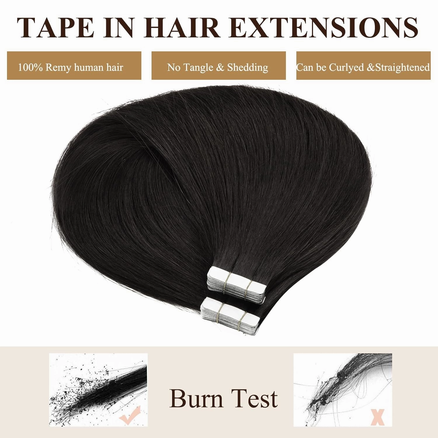 Loxxy Real Human Hair Tape in Extensions 12inch #1B Natural Black Tape in Hair Extensions Human Hair Black Women Glue in Extension Soft Hair Seamless PU Tape ins