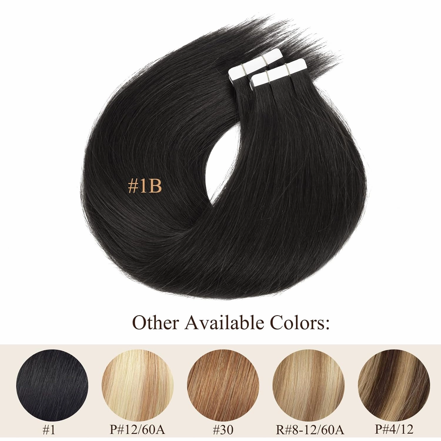 Loxxy Real Human Hair Tape in Extensions 12inch #1B Natural Black Tape in Hair Extensions Human Hair Black Women Glue in Extension Soft Hair Seamless PU Tape ins