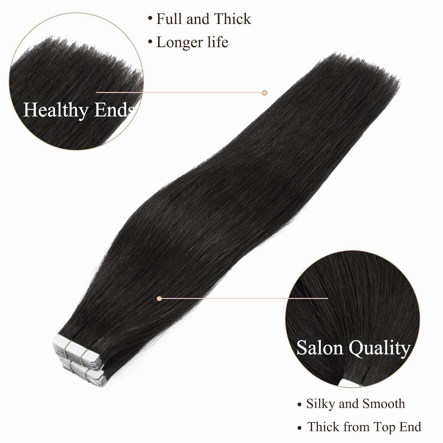 Loxxy Tape in Human Hair Extensions Brazilian Remy hair extension Skin Weft Double Side Tape in Hair Extensions for Women Seamless PU Natural Black #1B 20pcs 50gram 14inch