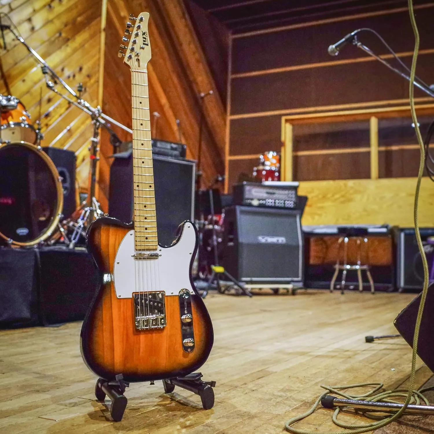 LyxPro 39” Electric Guitar TL Series, Full-Size Paulownia Wood Body, 3-Ply Pickguard, C-Shape Neck, Ashtray Bridge, Quality Gear Tuners, 3-Way Switch & Volume/Tone Controls, 2 Picks Included, Sunburst