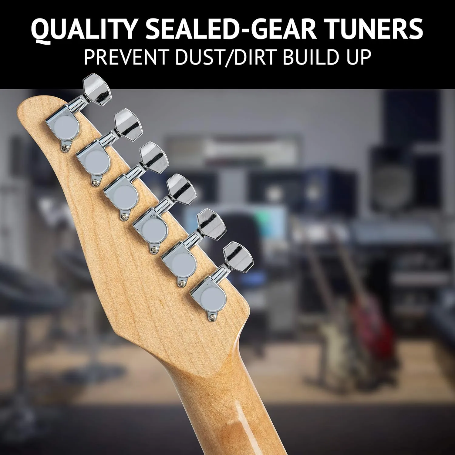 LyxPro 39” Electric Guitar TL Series, Full-Size Paulownia Wood Body, 3-Ply Pickguard, C-Shape Neck, Ashtray Bridge, Quality Gear Tuners, 3-Way Switch & Volume/Tone Controls, 2 Picks Included, Sunburst