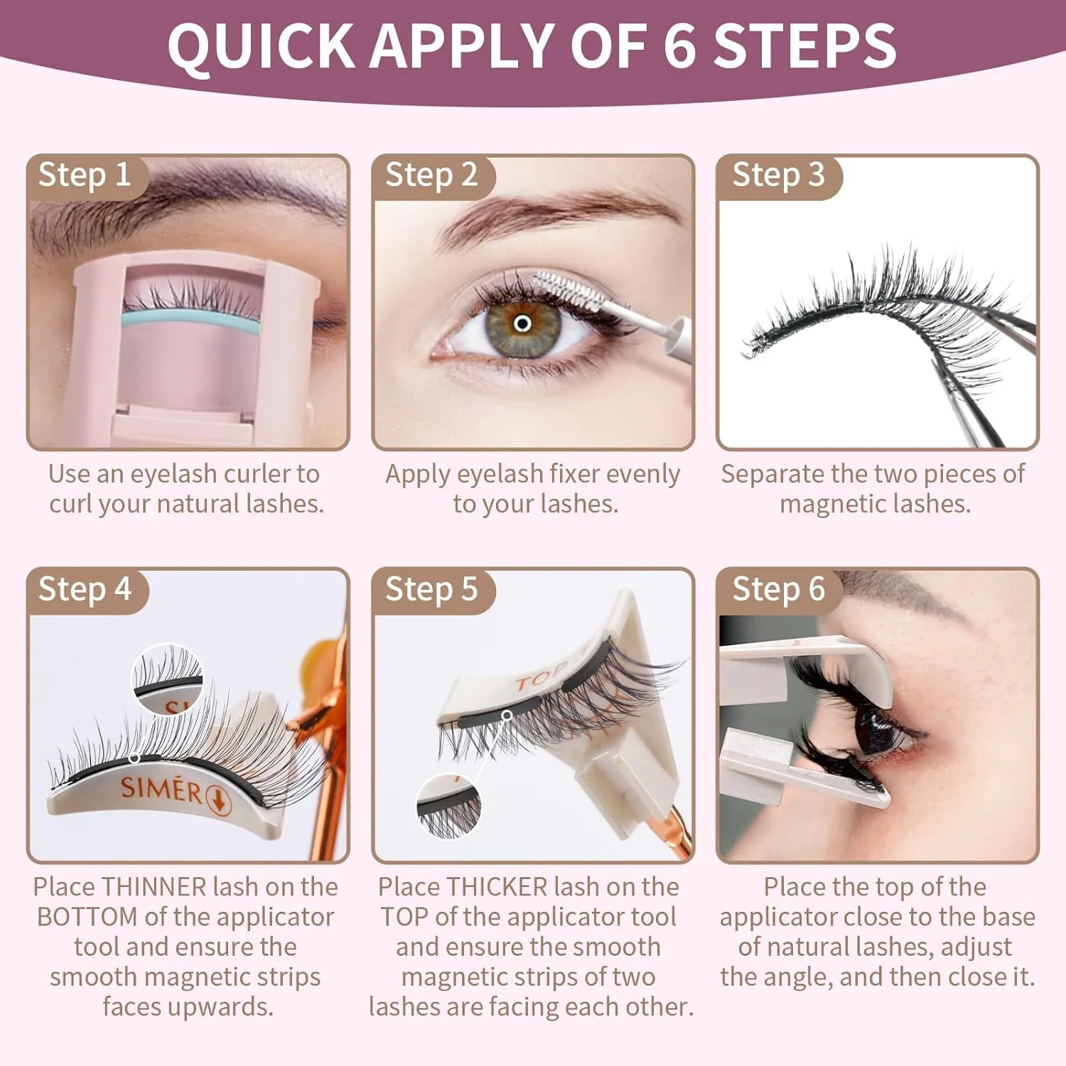 Magnetic Eyelashes without Eyeliner, Dual Magnets Eyelashes with Applicator, 4D Reusable Magnetic Lashes NO Eyeliner or Glue Needed, Soft Natural Look Easy to Wear