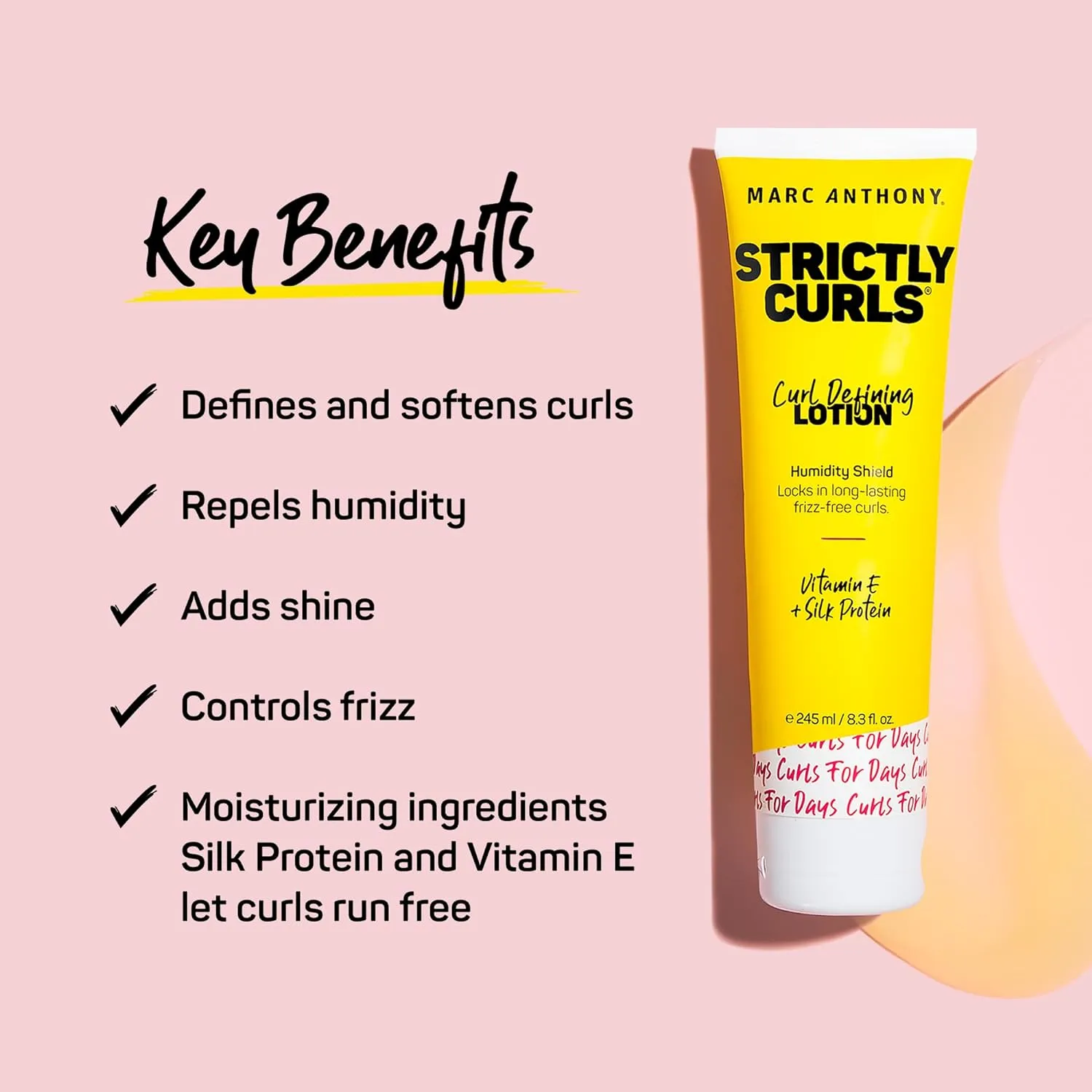 Marc Anthony Strictly Curls Curl Defining Styling Lotion, 8.3 Ounce Tube with Silk Protein and Vitamin E for Definition & Volume Boost Spray, Extra Hold