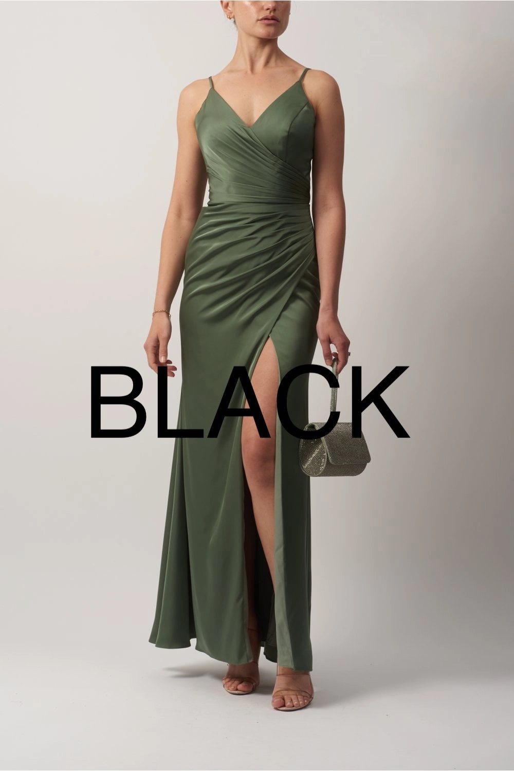 MASCARA MC191025 SATIN WRAP DRESS BLACK