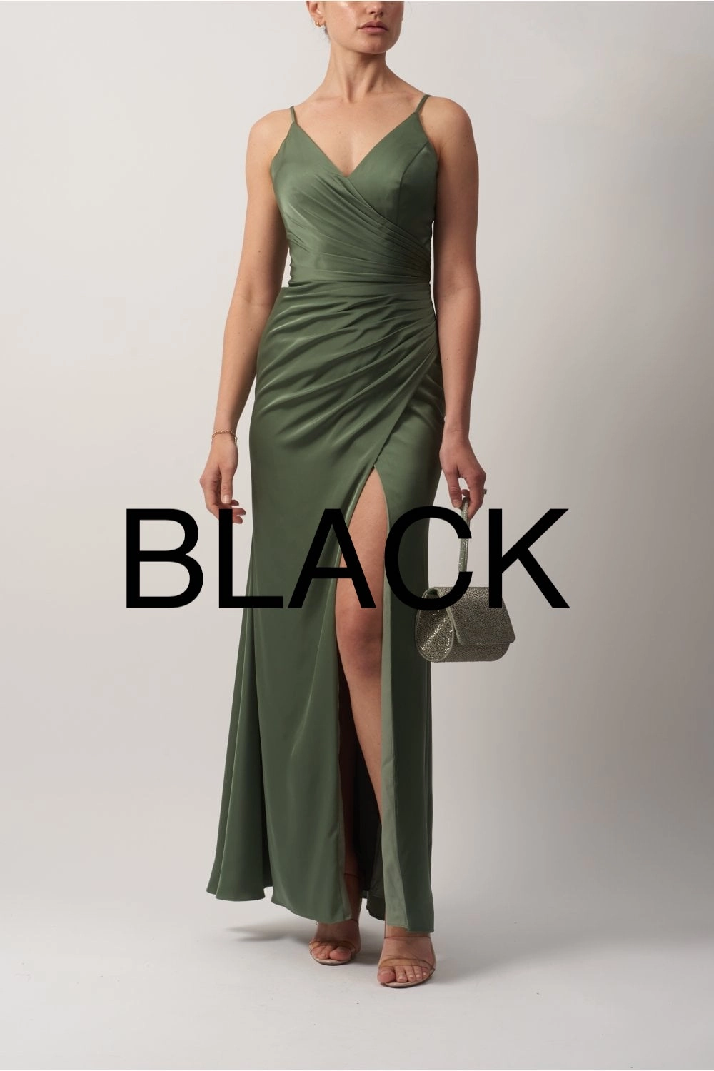 MASCARA MC191025 SATIN WRAP DRESS BLACK