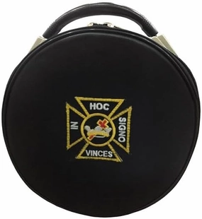 Masonic regalia Knights Templar Hat/Cap Case black leather, big, Blue