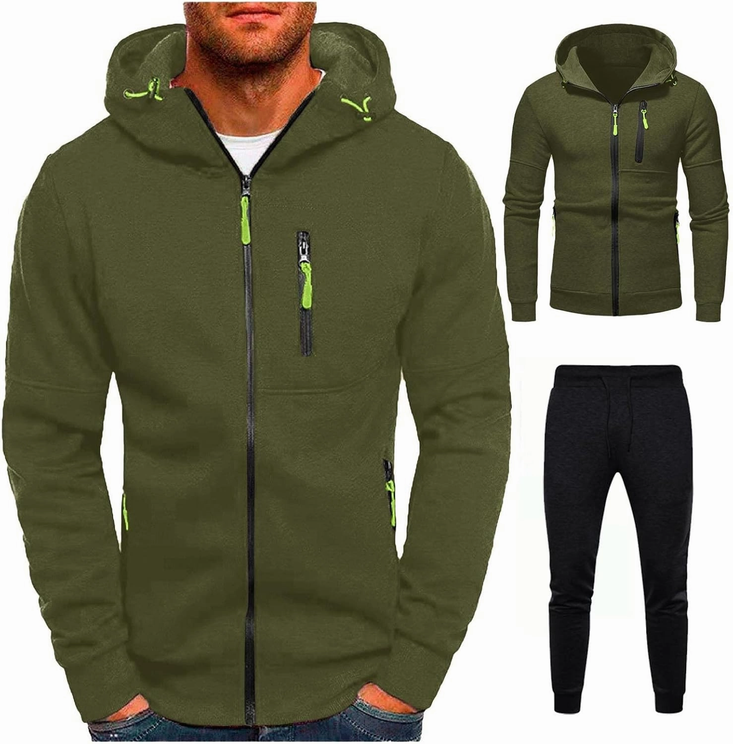 Men Hoodies Casual Hoodies Men's Spring And Autumn Long Sleeve Half Zip Long Sleeve Sweatshirt Sports Hooded Jacket