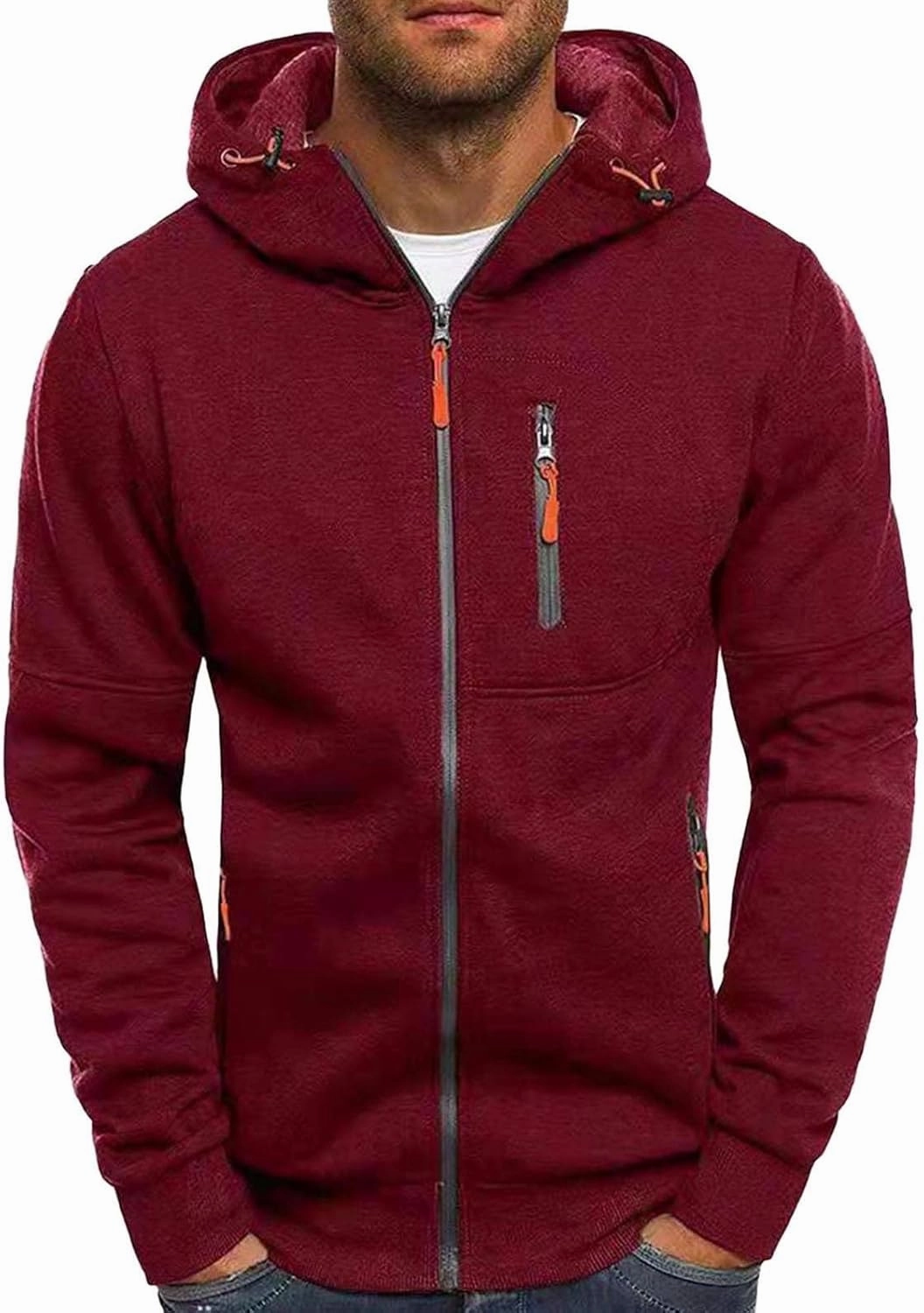 Men Hoodies Casual Hoodies Men's Spring And Autumn Long Sleeve Half Zip Long Sleeve Sweatshirt Sports Hooded Jacket