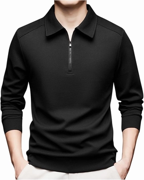 Men's Long Sleeve Polo Shirts 2025 Fashion Quarter Zip Polo T Shirt Casual Comfortable Office Work Golf Shirt Clothes