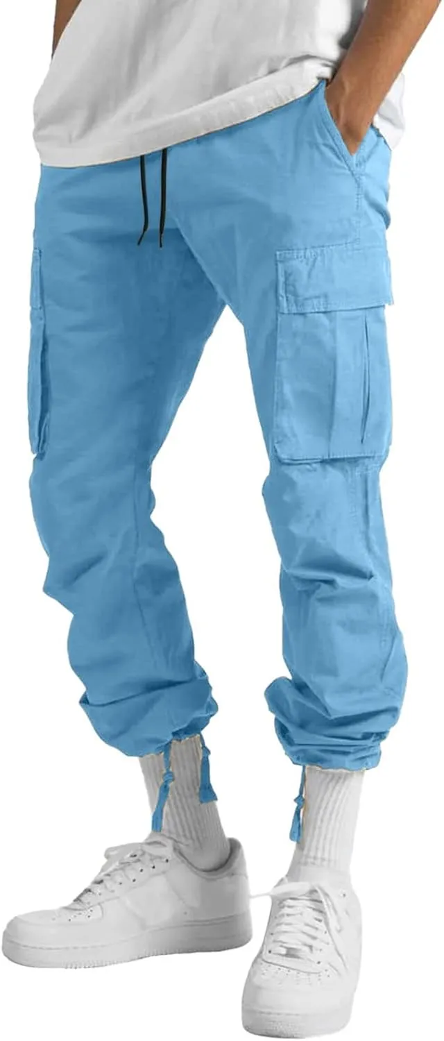Men's Athletic Running Sweatpants Pants Straight-Leg Fitness Sports Men's Pants Casual Cargo Pants Workout Joggers
