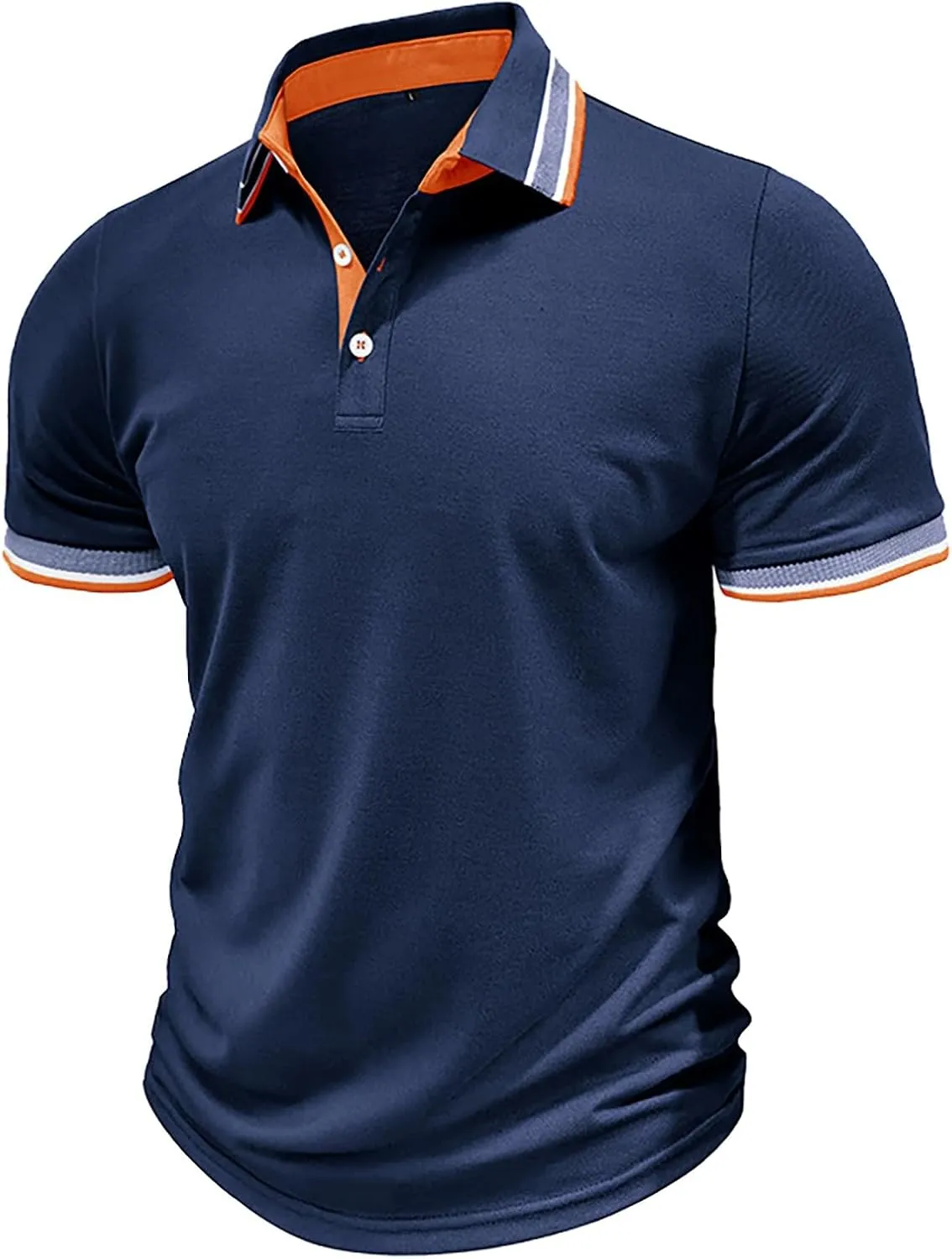 Men's Polo Shirts Short Sleeve Button Down Fashion Golf Gym Summer Casual Shirts Henley Solid Color Workout Tops