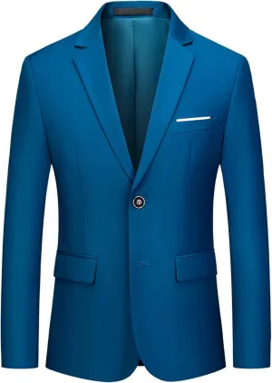 Mens Solid Slim Fit Blazer Jacket Two Button Notched Lapel Business Suit Classic Business Daily Party Sport Coat