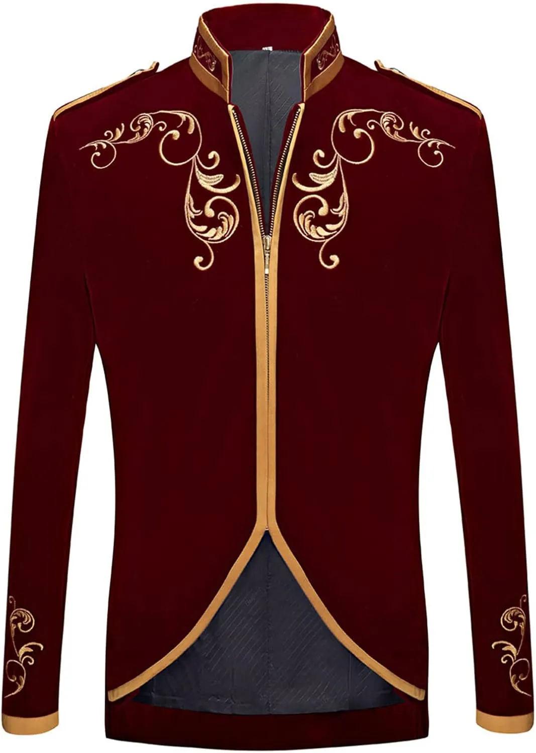 Men's Stylish Prince Velvet Blazer Slim Fit Gold Embroidery Jacket Suit Court Uniform Costume Tux Dress Suits