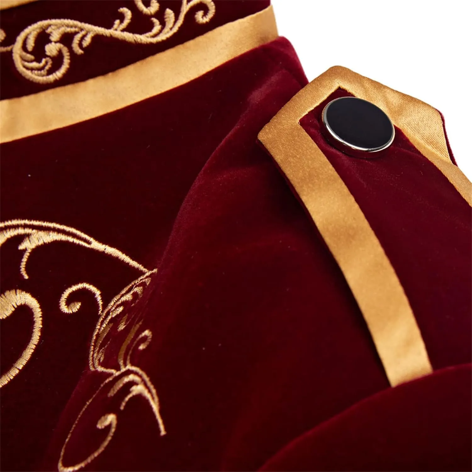 Men's Stylish Prince Velvet Blazer Slim Fit Gold Embroidery Jacket Suit Court Uniform Costume Tux Dress Suits