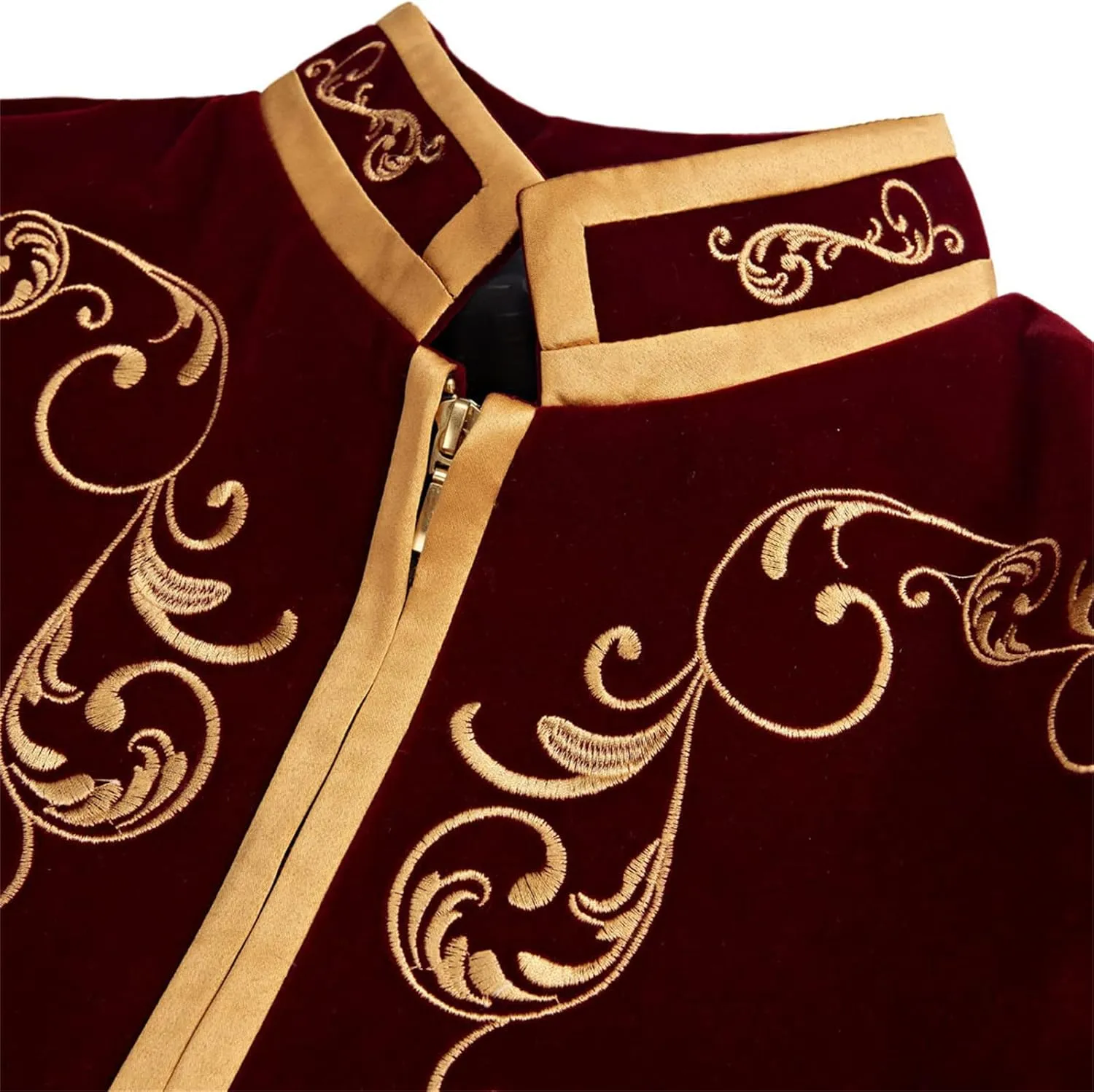 Men's Stylish Prince Velvet Blazer Slim Fit Gold Embroidery Jacket Suit Court Uniform Costume Tux Dress Suits