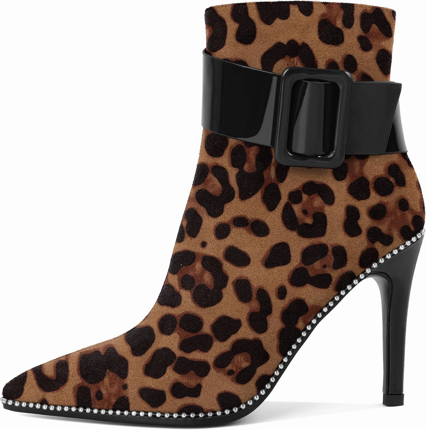 Mettesally Womens Ankle Boots Pointed Toe High Heels Stiletto Beaded Boots for Women Size Zipper Fall Booties 3.8 Inches
