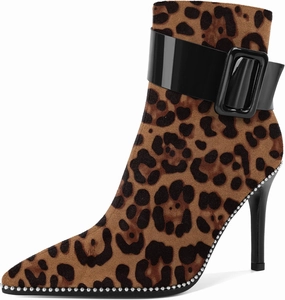 Mettesally Womens Ankle Boots Pointed Toe High Heels Stiletto Beaded Boots for Women Size Zipper Fall Booties 3.8 Inches