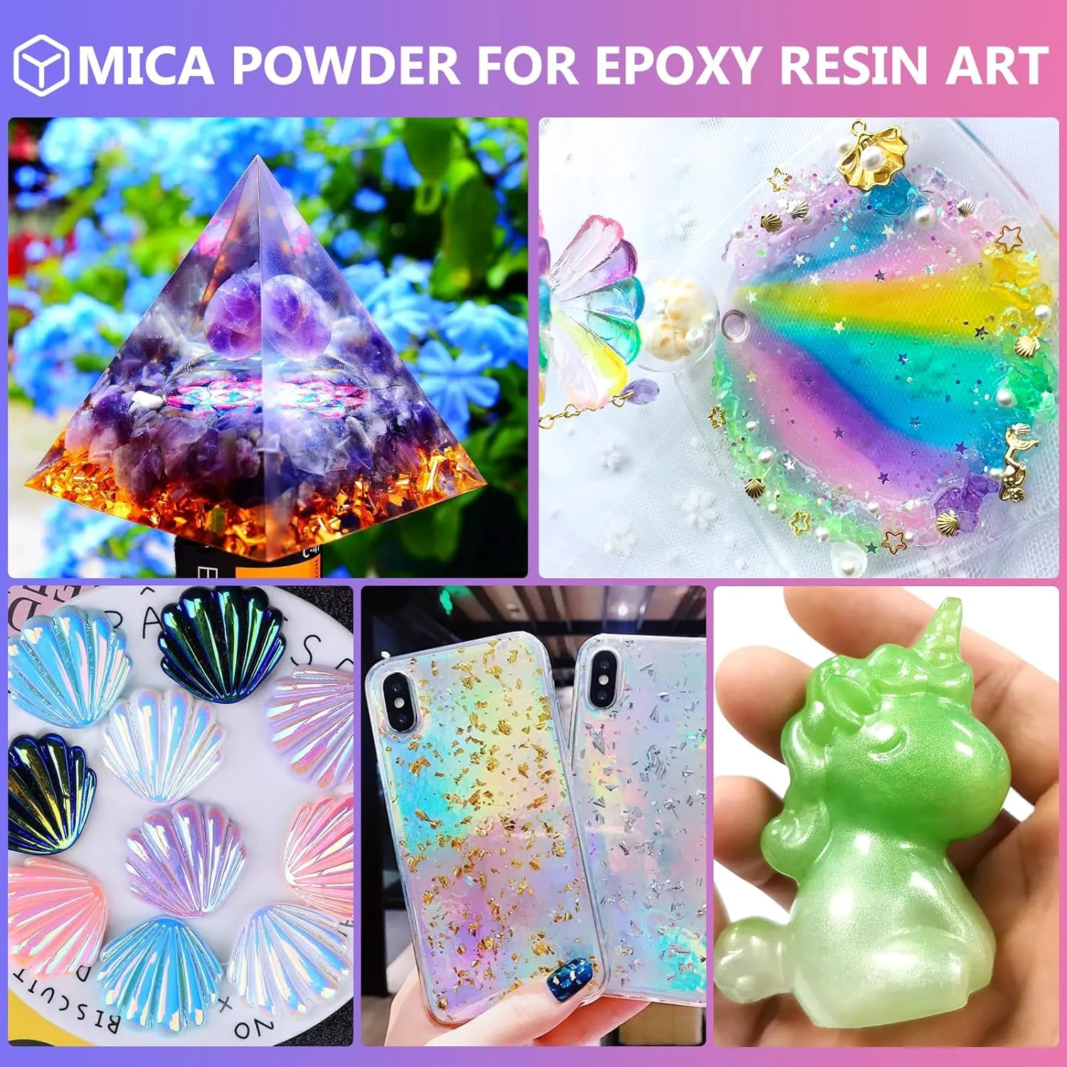 Mica Powder，63 Colors - 10g/Bottle of Natural Pigment Powder for Epoxy Resin，Lip Gloss，Eye Shadow,Car Paint, Dye,Soap Making,Nail Polish,Candle Making,Bath Bombs
