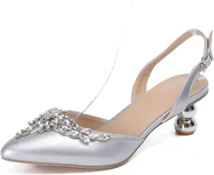 Minishion Low Heel Wedding Pumps Comfortable Bridal Shoes