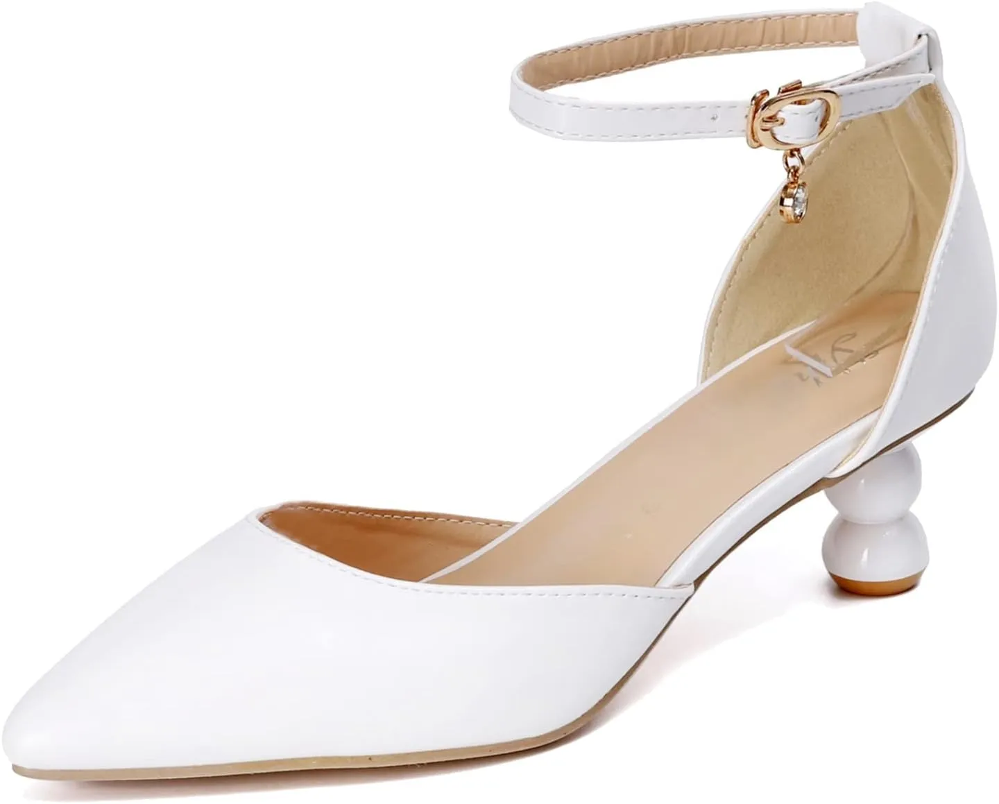 Minishion Low Heel Wedding Pumps Comfortable Bridal Shoes