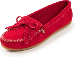 Minnetonka Women's Kilty Hardsole Moccasins, Red, 9.5 W US