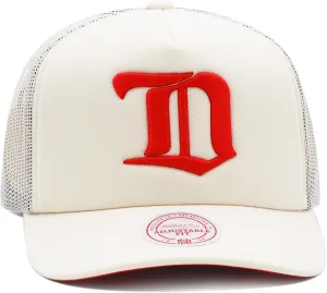 Mitchell & Ness Detroit Red Wings NHL Vintage Trucker Mesh Snapback Hat Cap - Off White