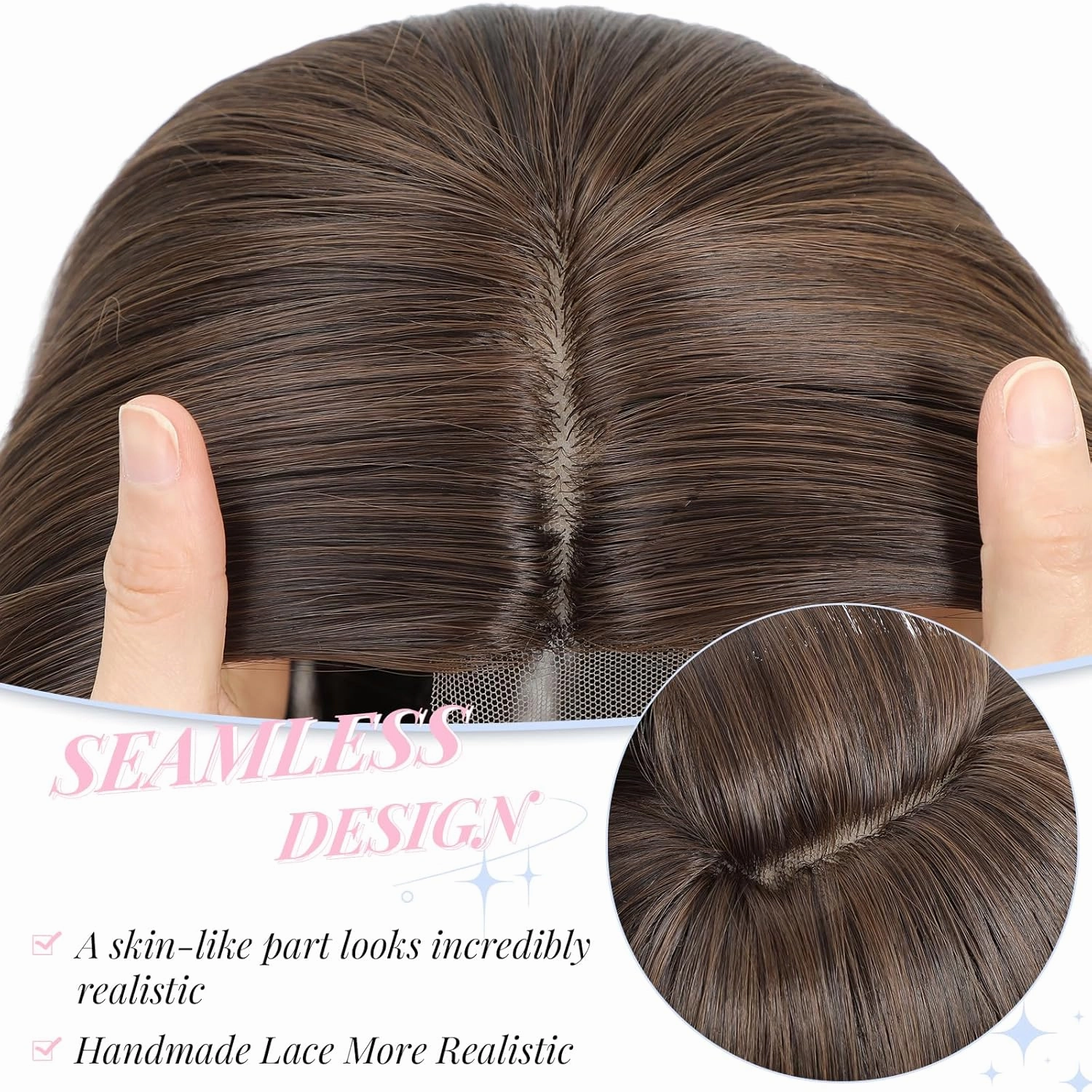 Molefi Hair Topper,18 Inch Long Layered Toppers for Women with Thinning Hair,Add Volume Synthetic Wiglets Pieces For Women 6.5"×6.5" Large Base for Daily Use(Soft brown)