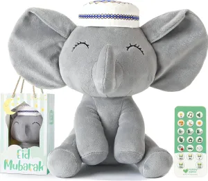Mommy Yasmin - Soothe & Talking Kufi Elephant | Muslim & Islamic Toy | Eid Gift | Quran & Dua | Interactive Relaxing | Remote | for Baby Toddlers Kids
