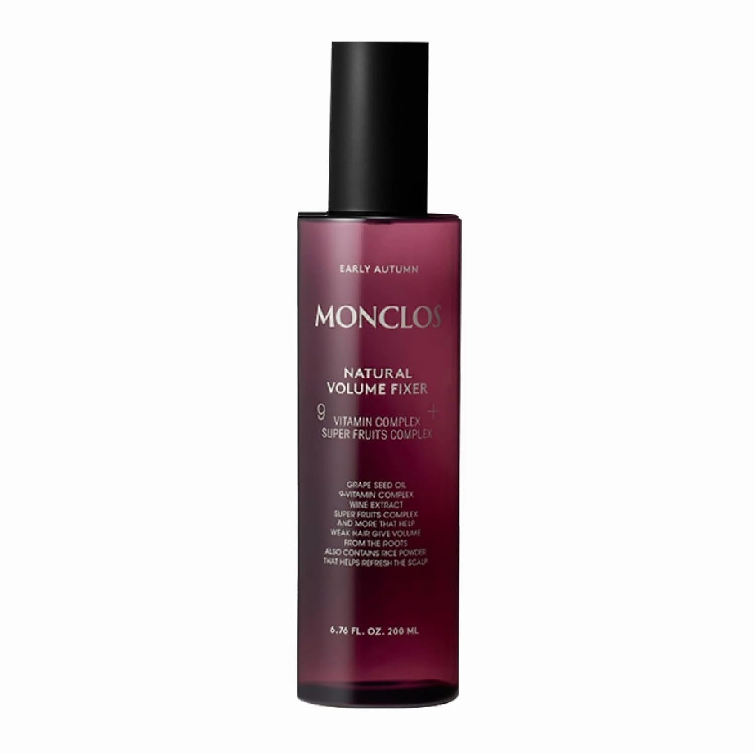 MONCLOS Natural Volume Fixer(6.76fl oz)-Boosts natural volume with lightweight mist. lasting fullness without stickiness. Perfect for daily styling to maintain soft,voluminous hair. Non-Sticky