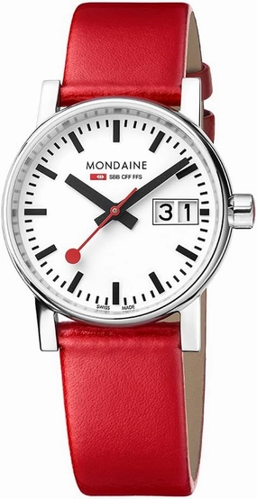 Mondaine - Evo2 MSE.30210.LCV - Womens Watch - Watches for Women - 30mm - Swiss Quartz - 30M Water Resistant - Sapphire Crystal - Red Vegan Grape Leather Strap - Swiss Made