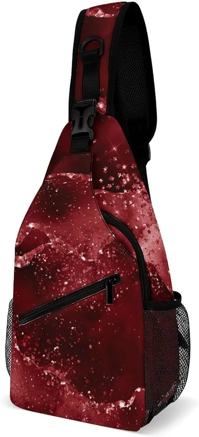 Moody Crimson Agate Dark Blood Red Jewel Tone Fashion Crossbody Bag for Both Men And Women, Travel And Hiking Crossbody Bag, Chest Bag