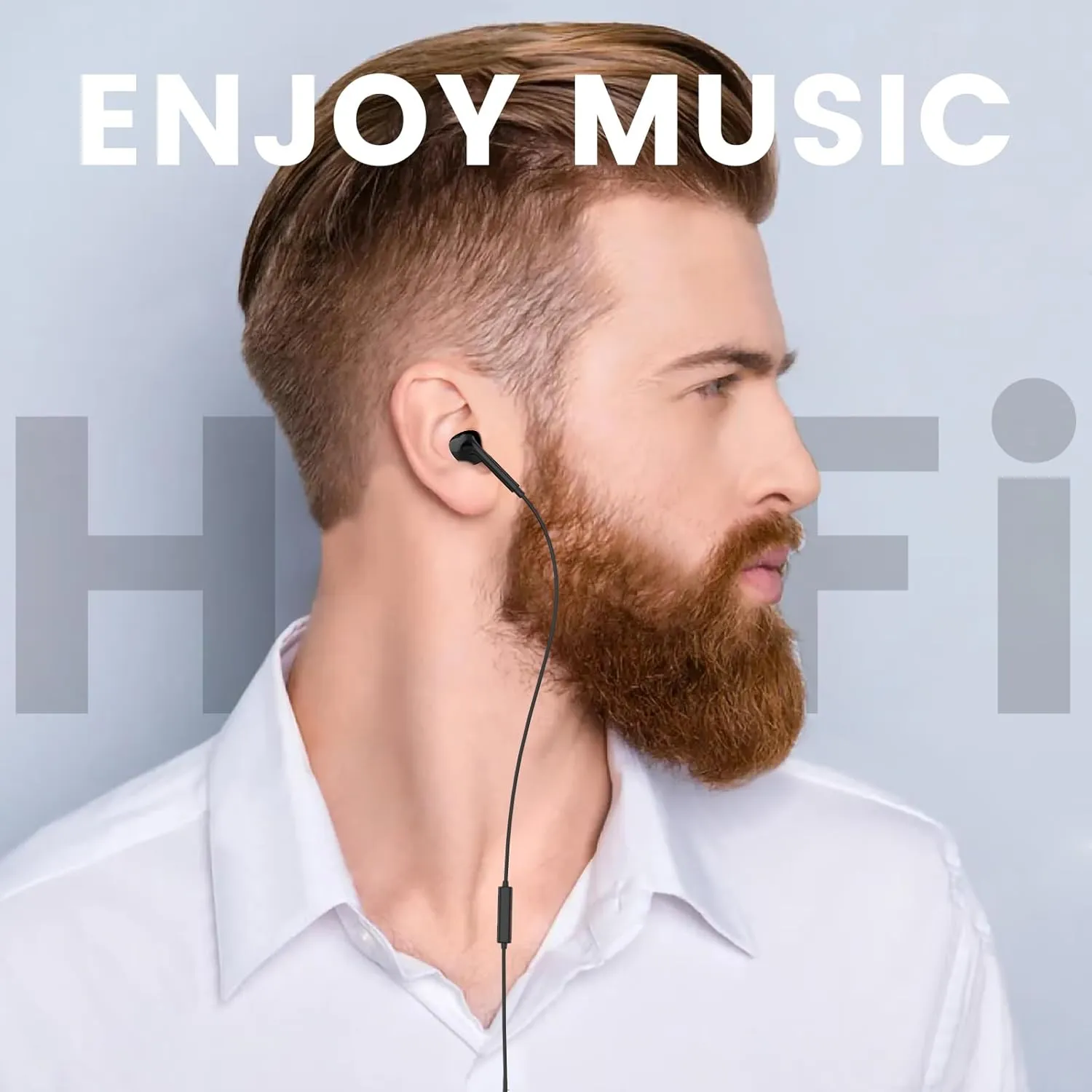 MOSWAG in Ear Headphones, Half in Ear Headphones with Mic Built in Volume Control Suitable for IPad, Android, MP3, Samsung Most 3.5mm Audio Devices