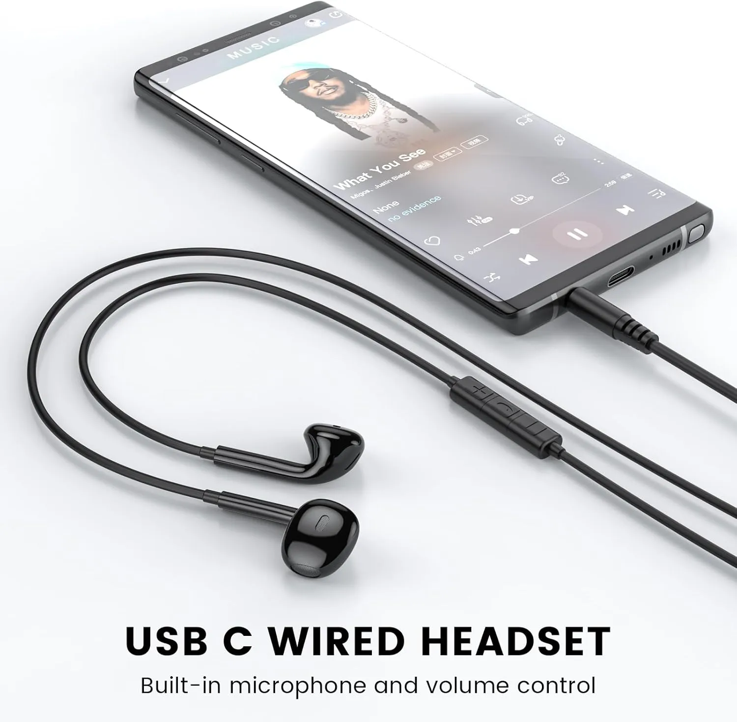 MOSWAG in Ear Headphones, Half in Ear Headphones with Mic Built in Volume Control Suitable for IPad, Android, MP3, Samsung Most 3.5mm Audio Devices