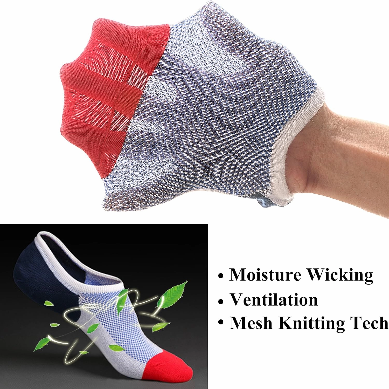 Mottee&Zconia No Show Sock Low Cut Ankle Short Socks for Men Basic Casual Anti-skid Cotton Socks with Non Slip Grips