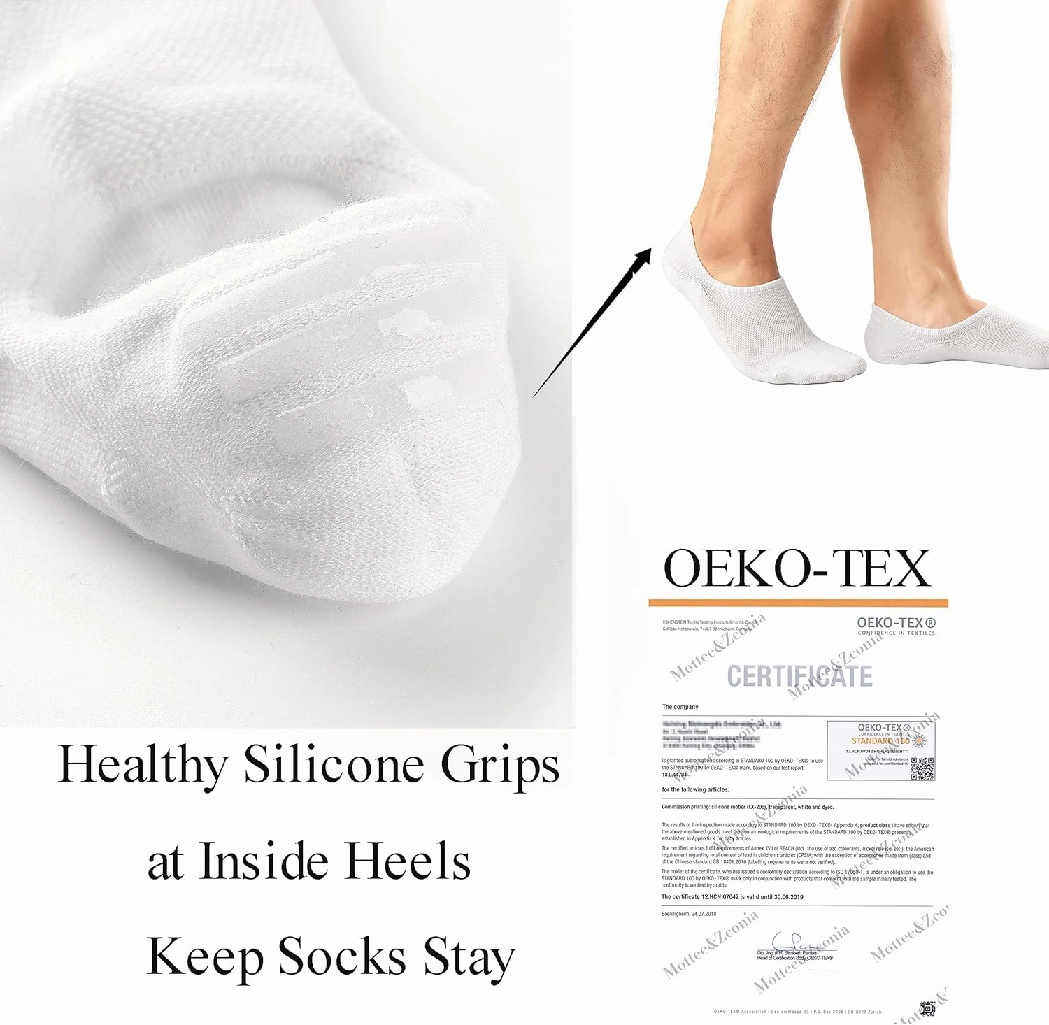 Mottee&Zconia No Show Sock Low Cut Ankle Short Socks for Men Basic Casual Anti-skid Cotton Socks with Non Slip Grips